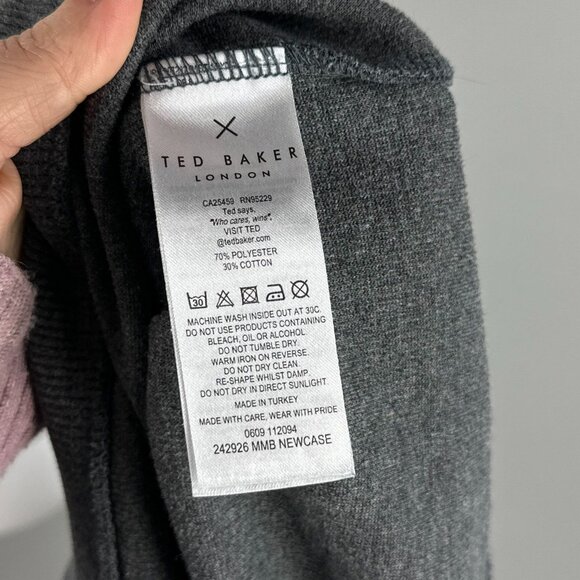 Ted Baker Newcase Long-Sleeve Polo Shirt Mens Gray 1/4 Zip Size 5 US XL - Picture 5 of 6